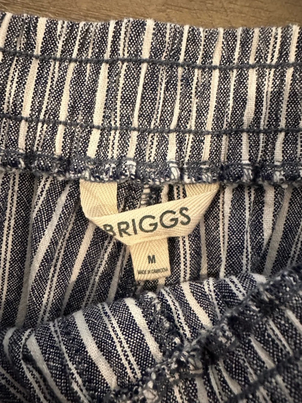 3-Briggs Women's Wide Leg Lightweight Linen Blend 2 Pockets Stripe Pants Size M. - Picture 12 of 15